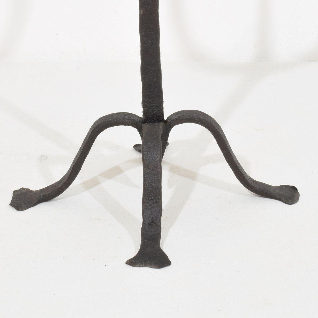 18th-19th Century Hand Forged Iron Candleholder For Sale 6
