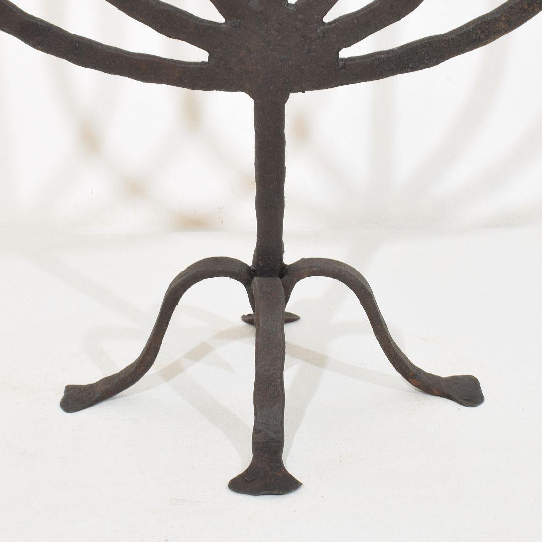 18th-19th Century Hand Forged Iron Candleholder For Sale 7