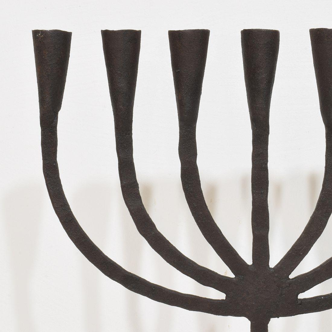 18th-19th Century Hand Forged Iron Candleholder For Sale 7