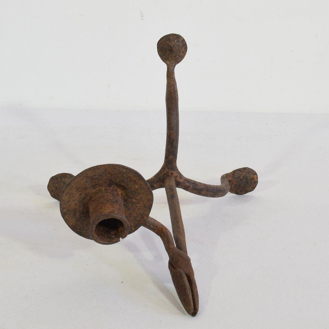 18th-19th Century Hand Forged Iron Candleholder 9