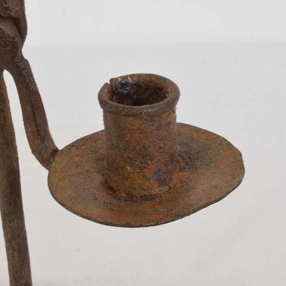 18th-19th Century Hand Forged Iron Candleholder 8