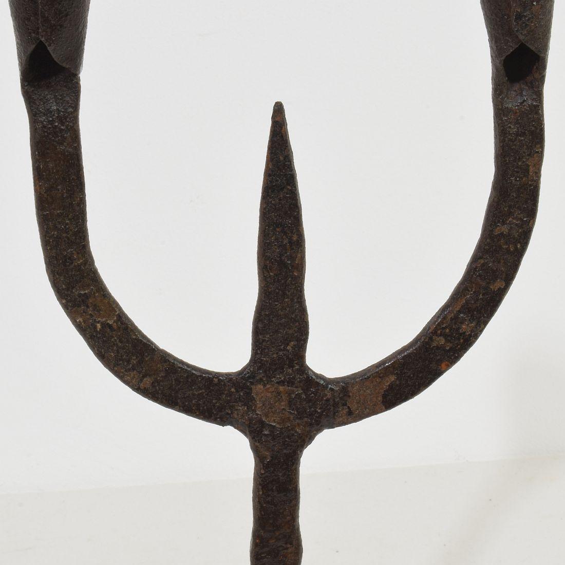 18th-19th Century Hand Forged Iron Candleholder 8