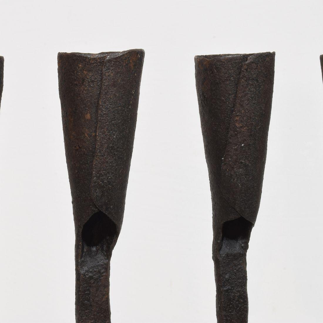 18th-19th Century Hand Forged Iron Candleholder For Sale 8