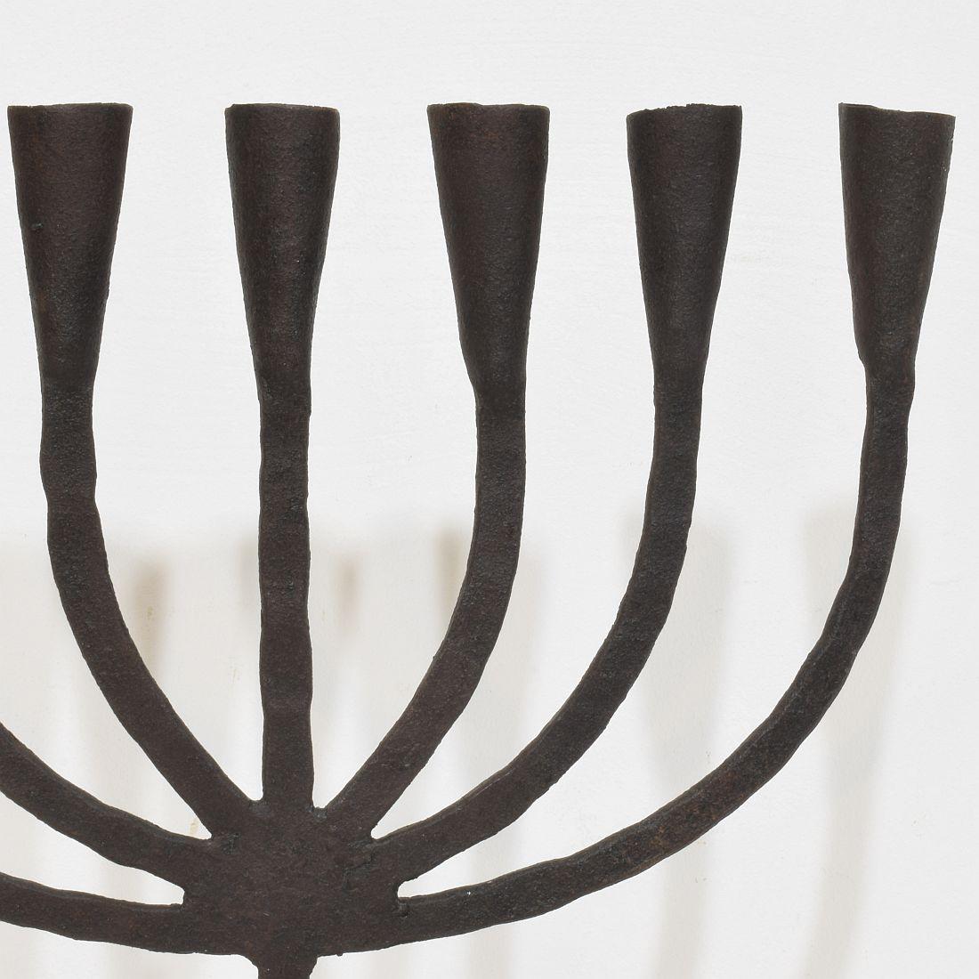 18th-19th Century Hand Forged Iron Candleholder For Sale 8