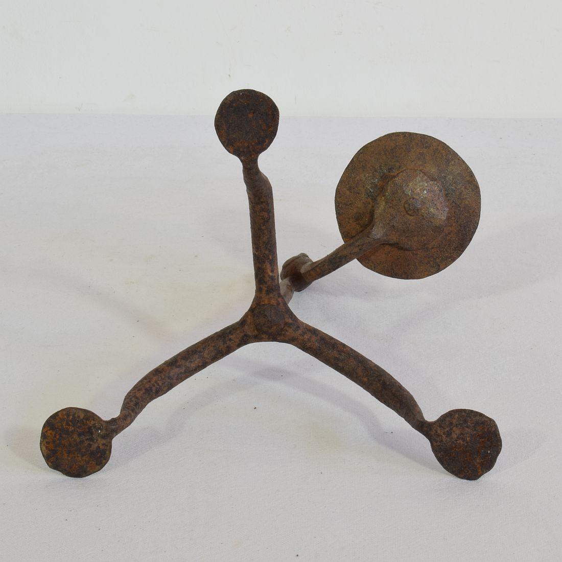 18th-19th Century Hand Forged Iron Candleholder 10