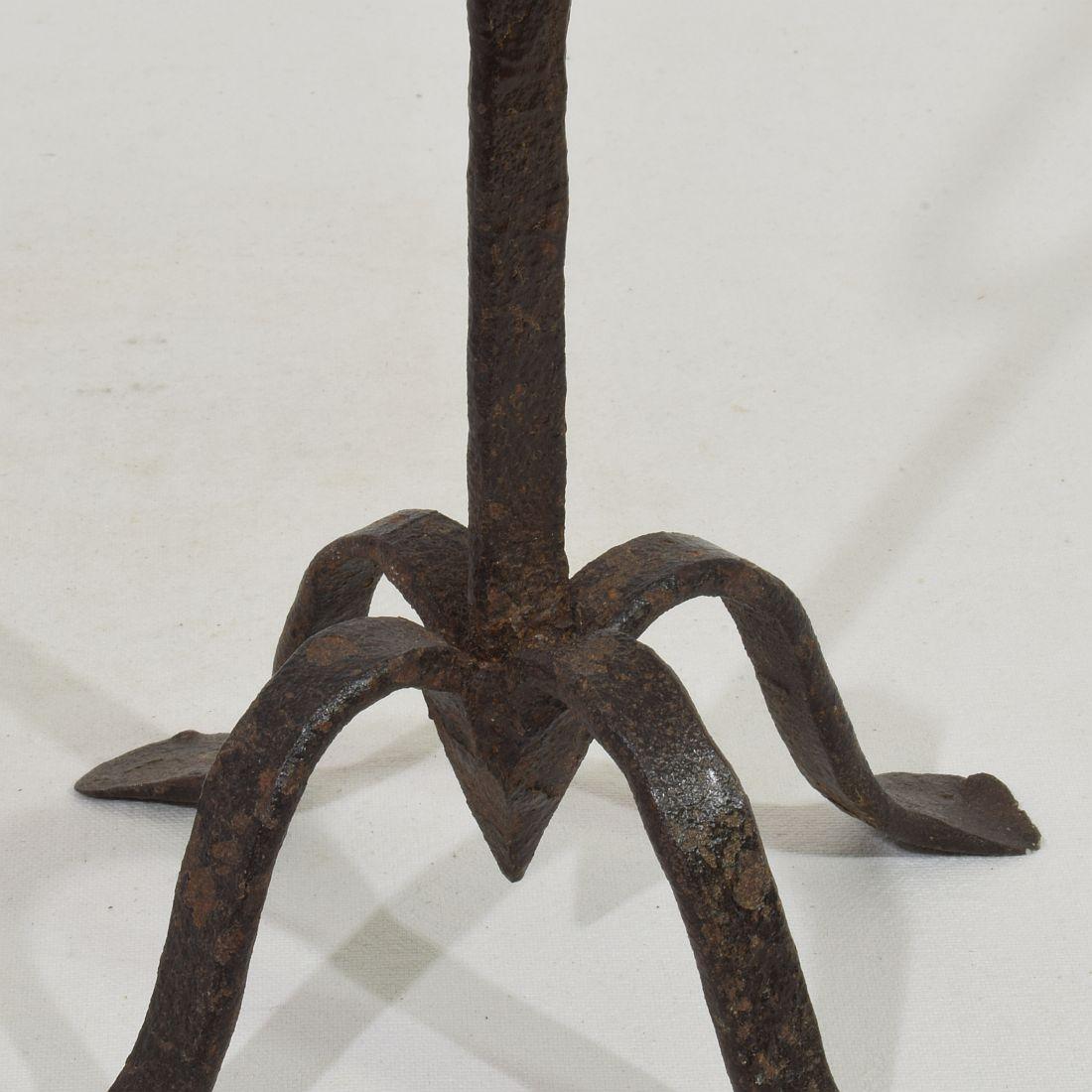 18th-19th Century Hand Forged Iron Candleholder 10