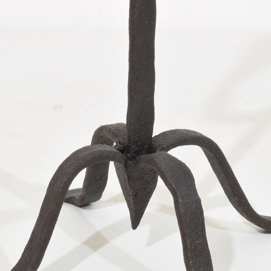 18th-19th Century Hand Forged Iron Candleholder For Sale 10