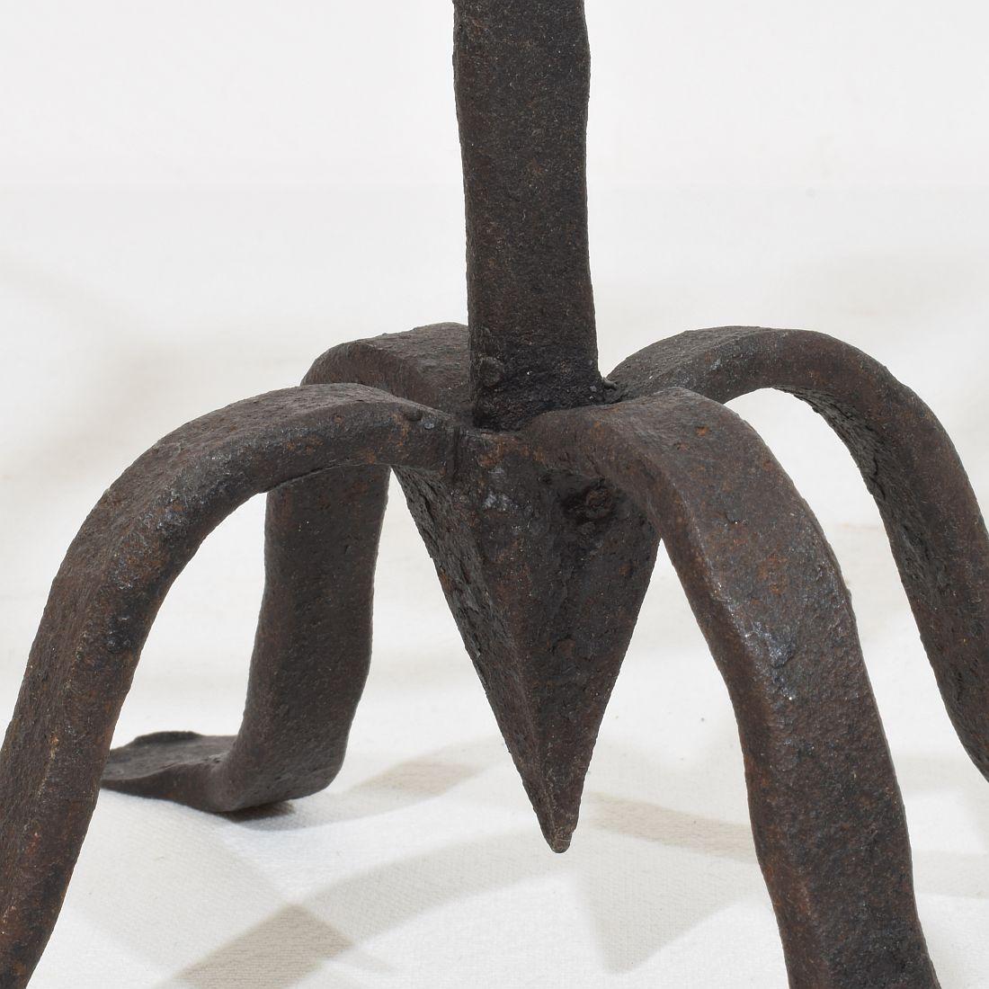 18th-19th Century Hand Forged Iron Candleholder For Sale 11