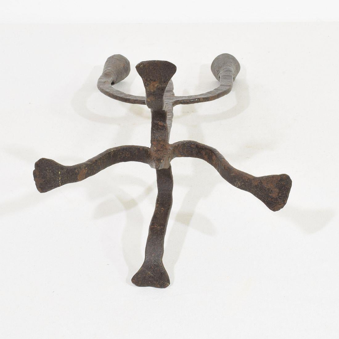 18th-19th Century Hand Forged Iron Candleholder 12