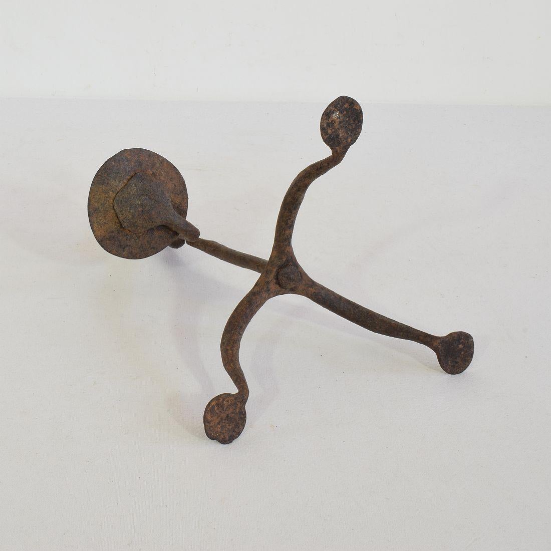 18th-19th Century Hand Forged Iron Candleholder 13