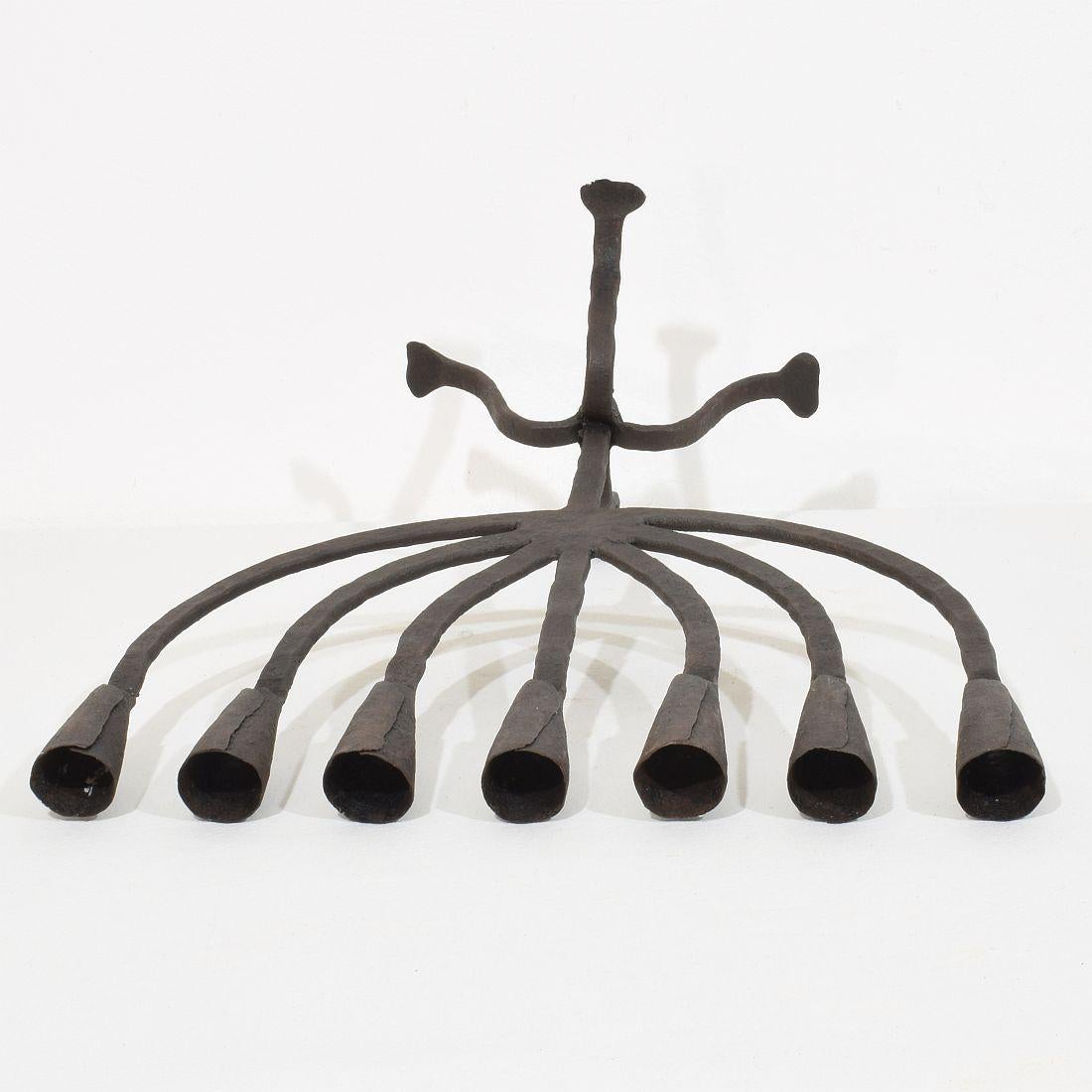 18th-19th Century Hand Forged Iron Candleholder For Sale 13