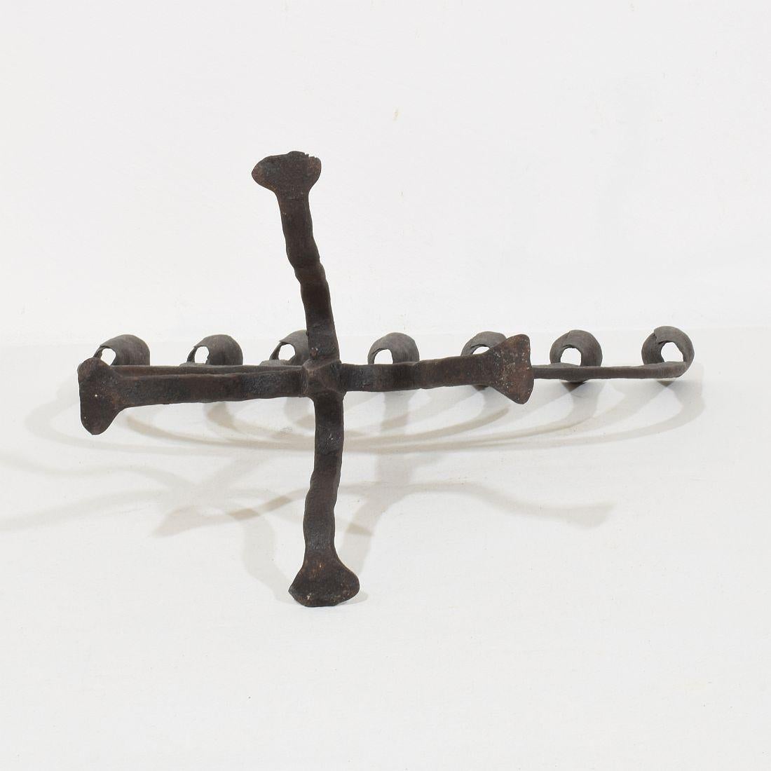 18th-19th Century Hand Forged Iron Candleholder For Sale 14