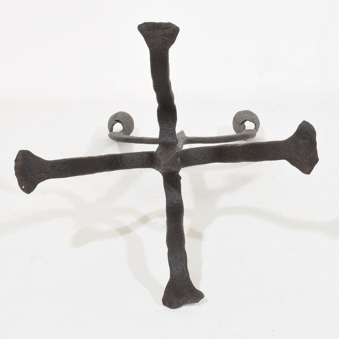 18th-19th Century Hand Forged Iron Candleholder For Sale 14