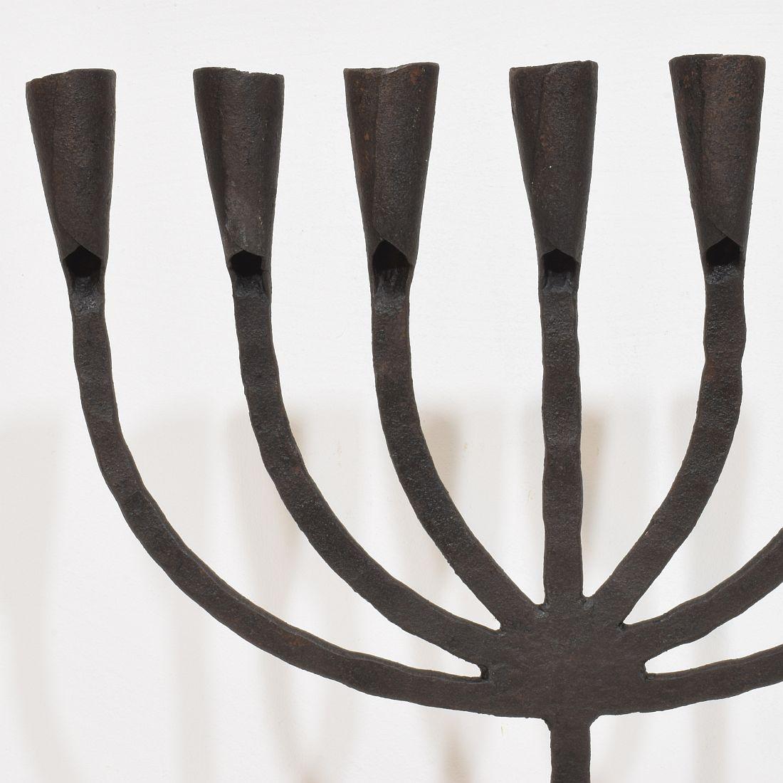 18th-19th Century Hand Forged Iron Candleholder For Sale 2