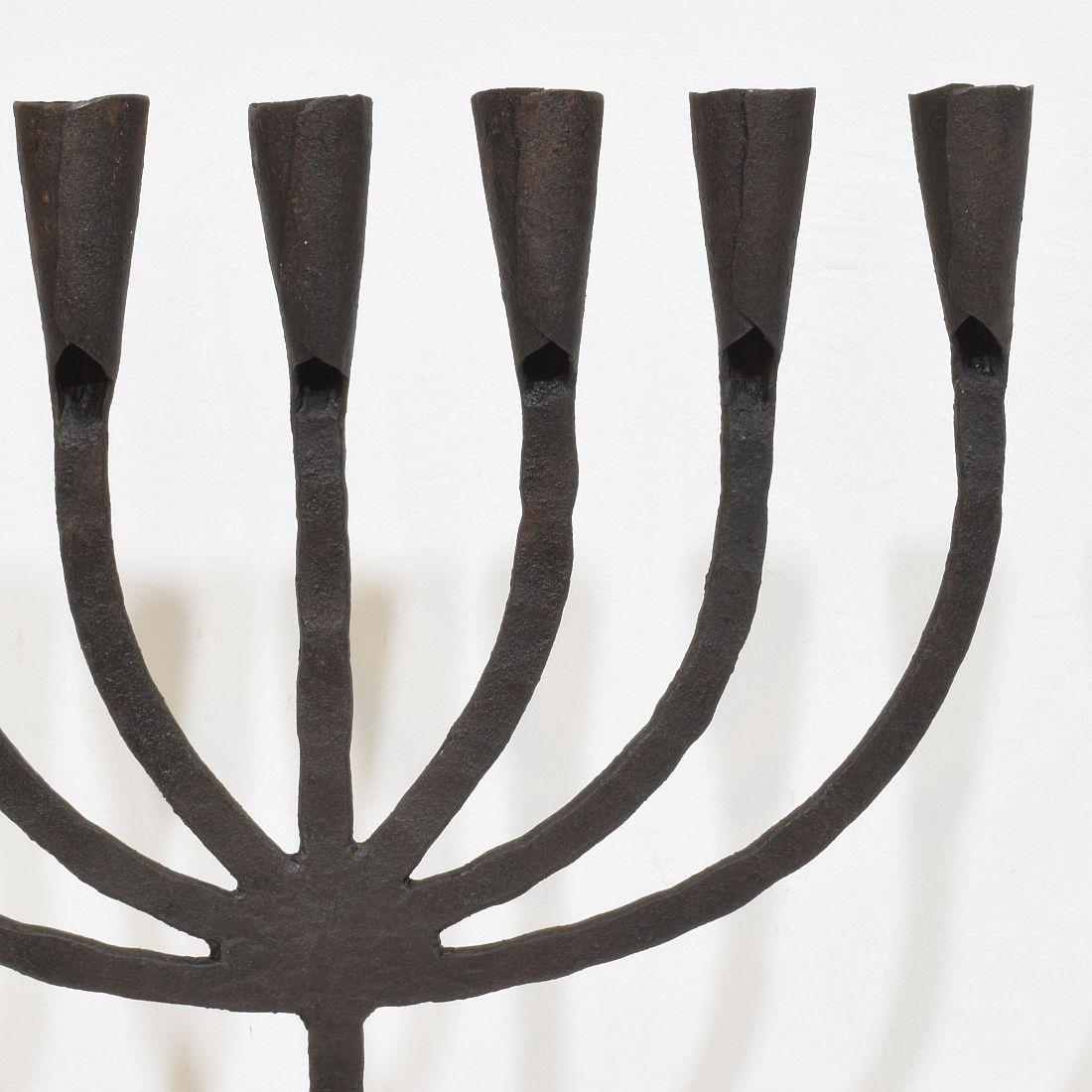 18th-19th Century Hand Forged Iron Candleholder For Sale 3
