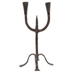 18th-19th Century Hand Forged Iron Candleholder