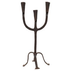 18th-19th Century Hand Forged Iron Candleholder