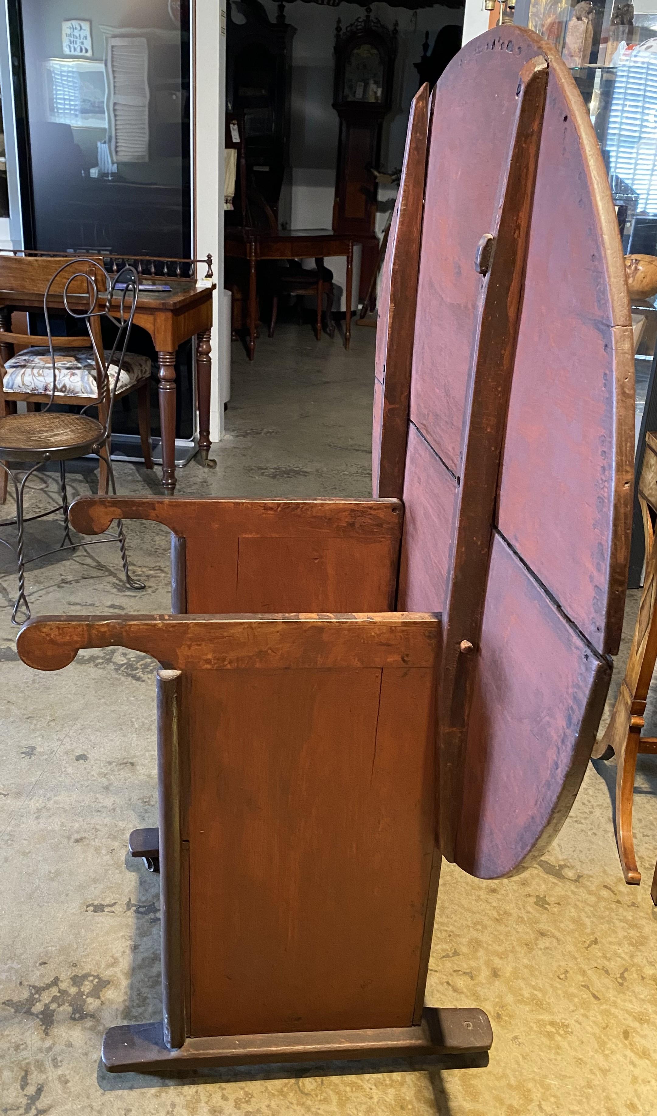 Hand-Carved 18th/19th Century Hutch or Chair Table in Old Red Surface For Sale