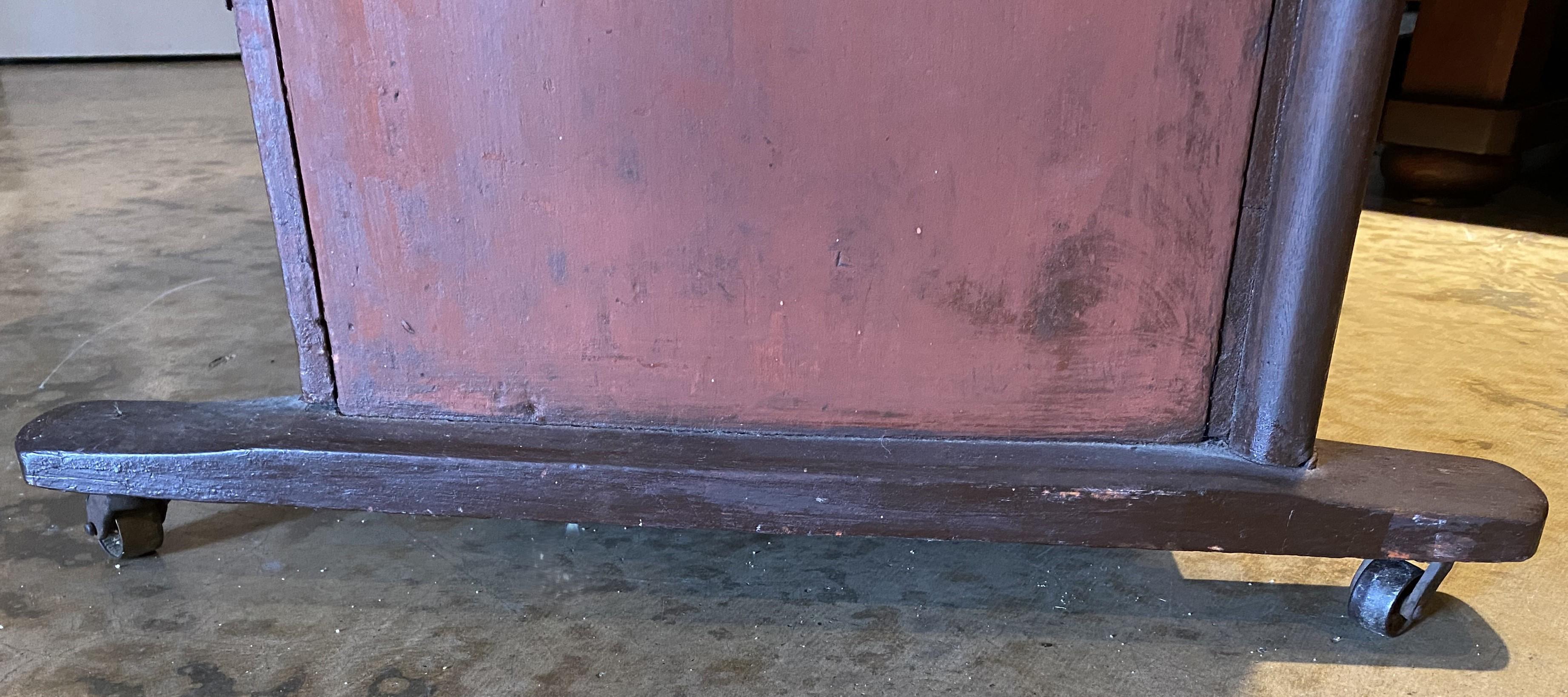 Metal 18th/19th Century Hutch or Chair Table in Old Red Surface For Sale