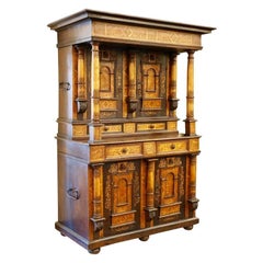18th Century Inlaid Alsatian Deux Corps Sideboard Armoire, Louis XIV