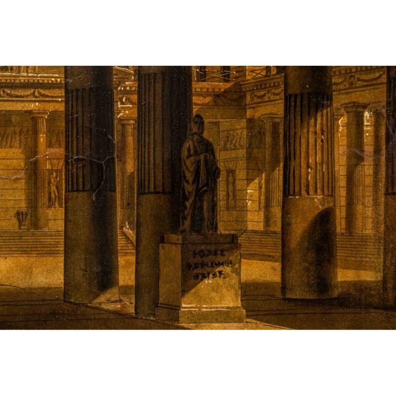 18th 19th Century Interior of a City of Ancient Greece Painting Oil