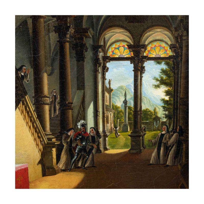 18th Century 18th-19th Century Interior of the Church Painting Oil on Canvas