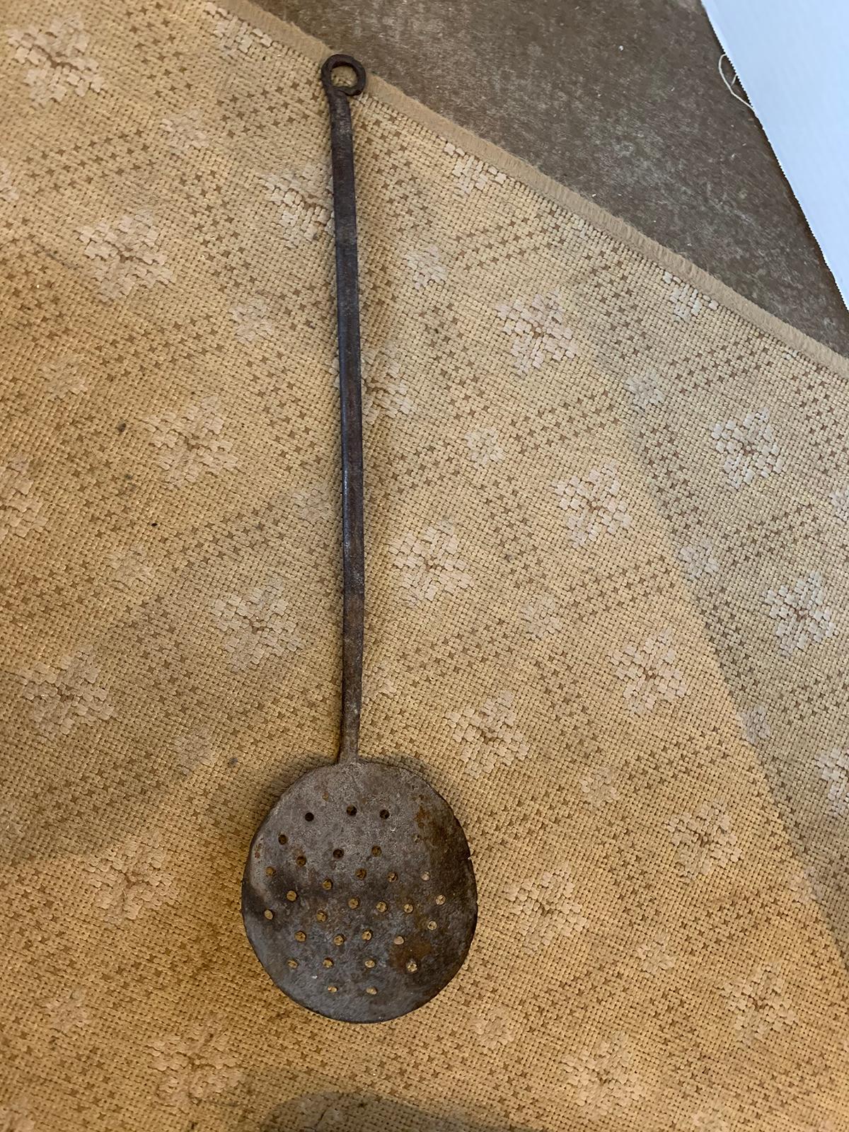 18th-19th century iron tea strainer spoon.