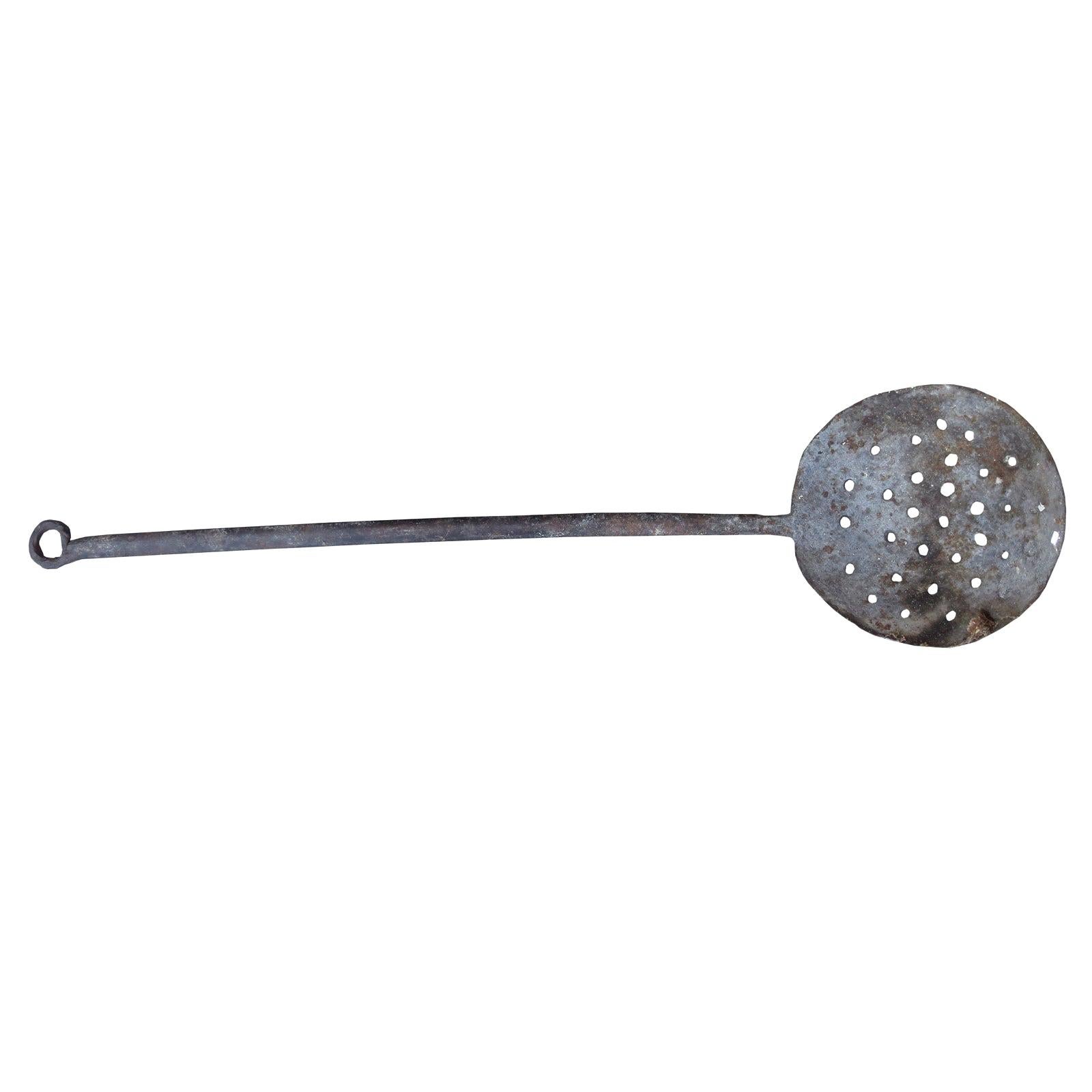 18th-19th Century Iron Tea Strainer Spoon For Sale