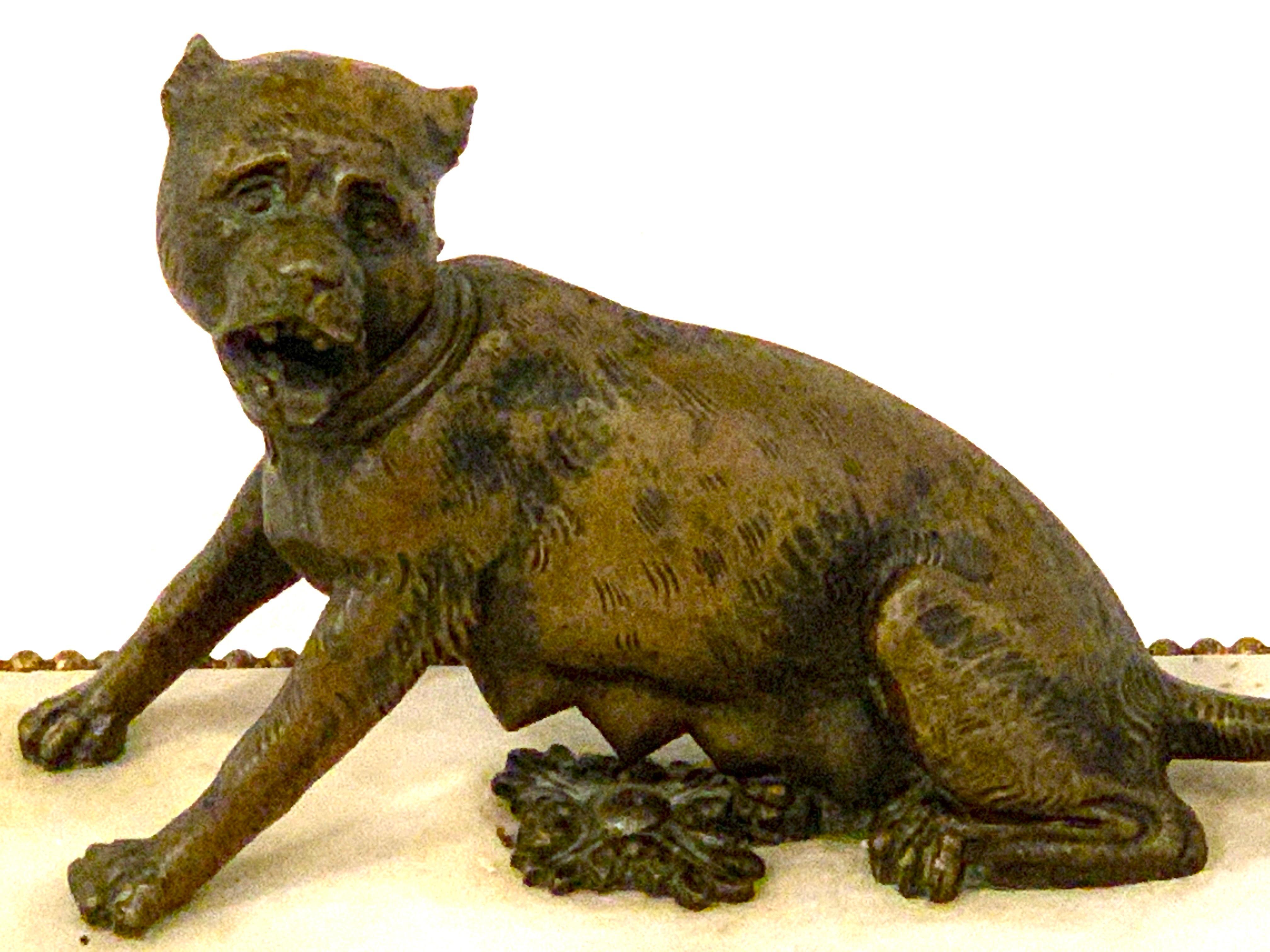 Patinated 18th-19th Century Italian Bronze Sculpture a Seated She-Wolf