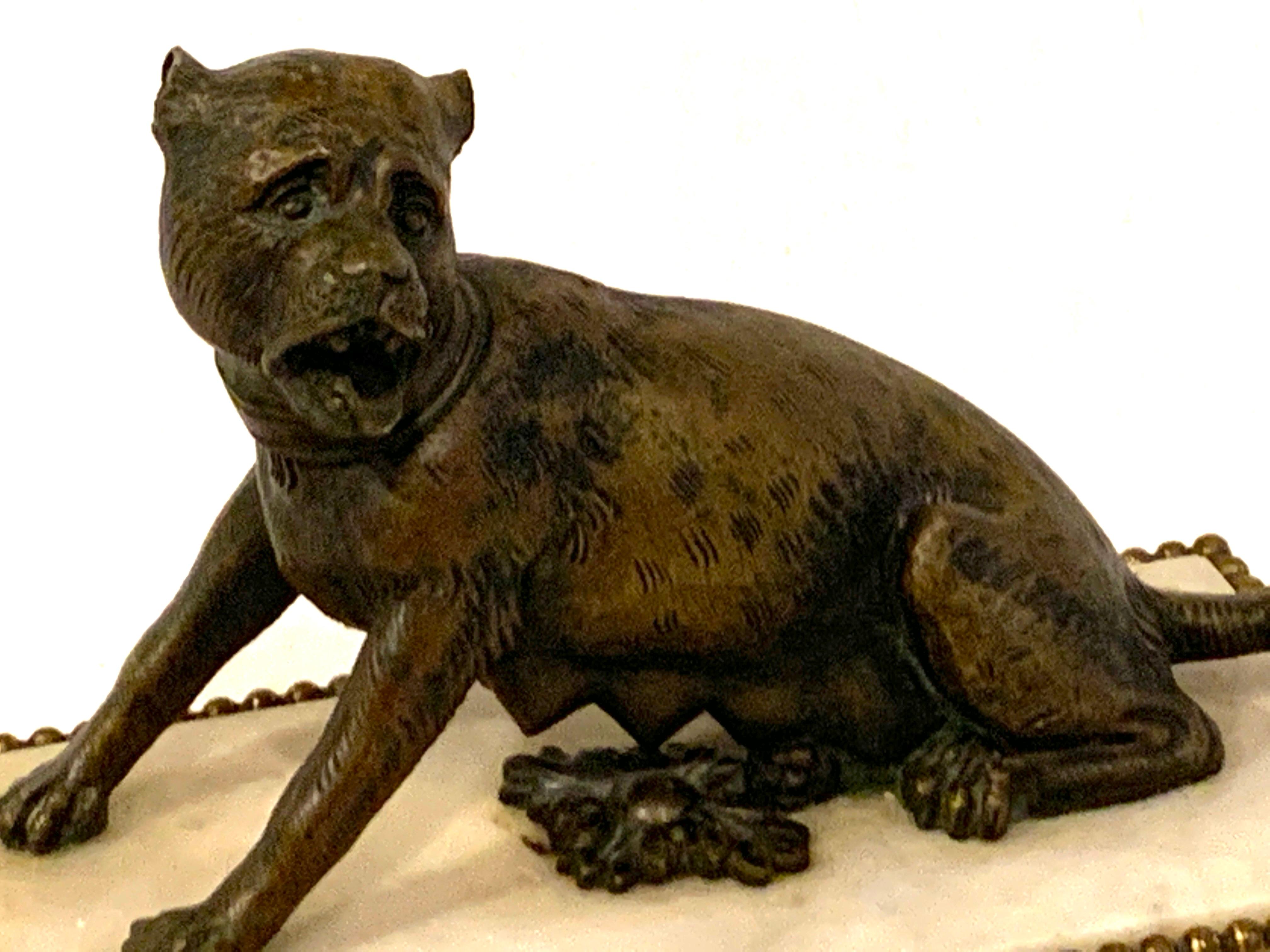 Patinated 18th-19th Century Italian Bronze Sculpture a Seated She-Wolf For Sale