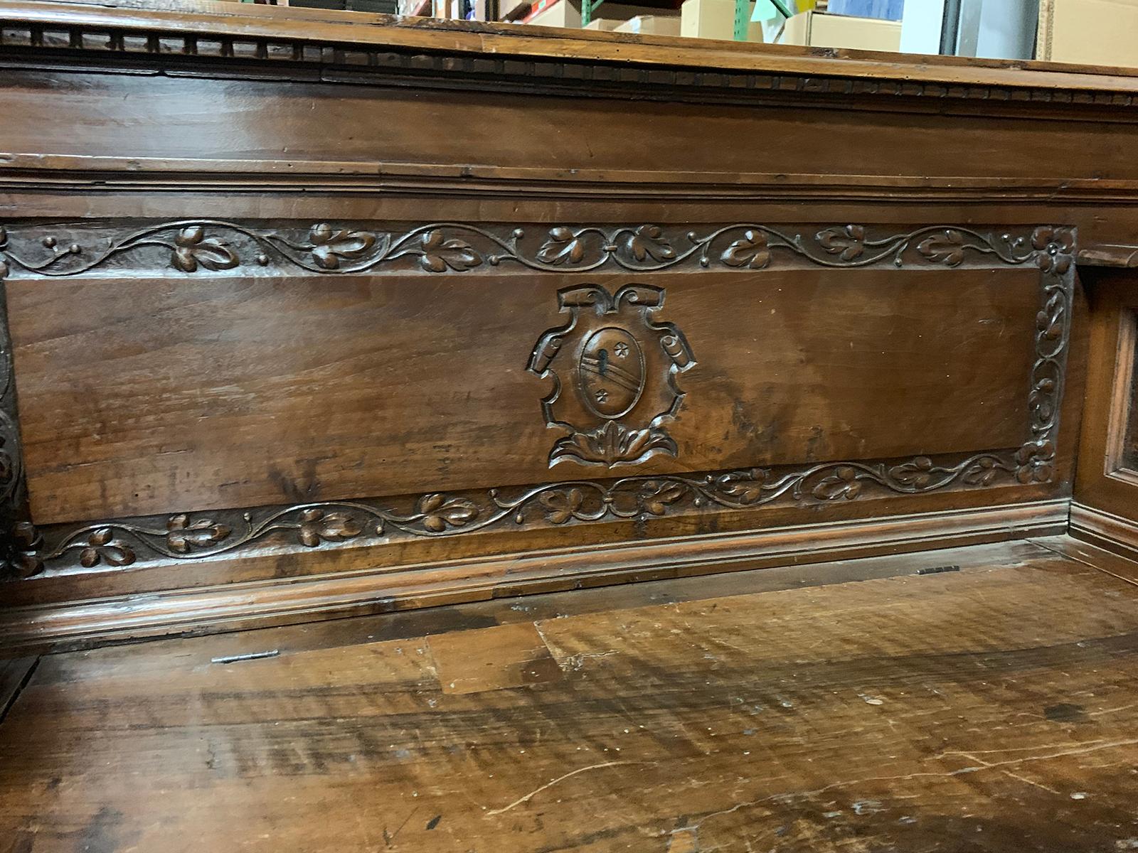 18th-19th Century Italian Carved Cassapanca Bench, Labeled 'Made in Italy' For Sale 8