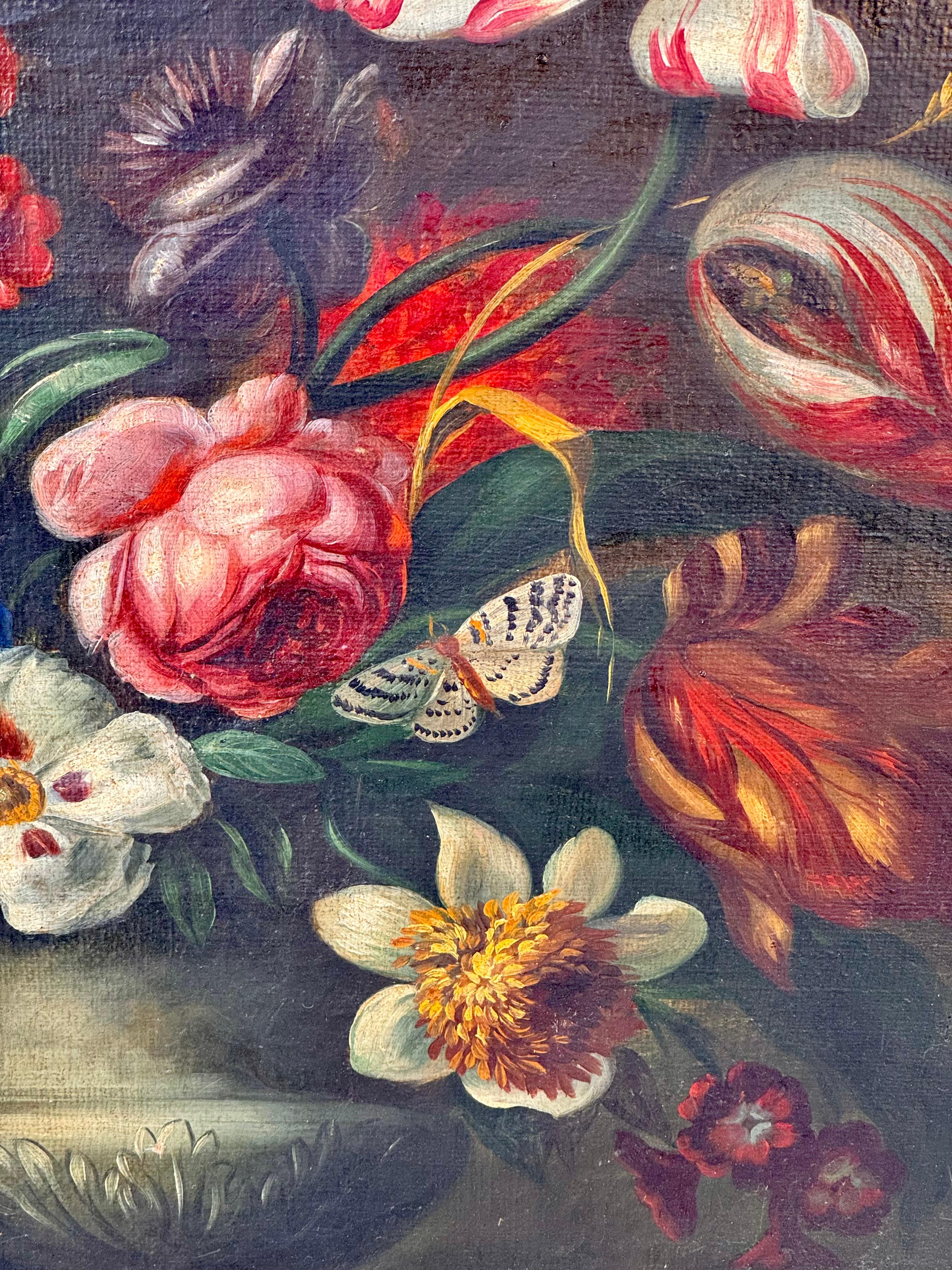 18th/19th Century Italian Floral Still Life, Oil On Canvas For Sale 7