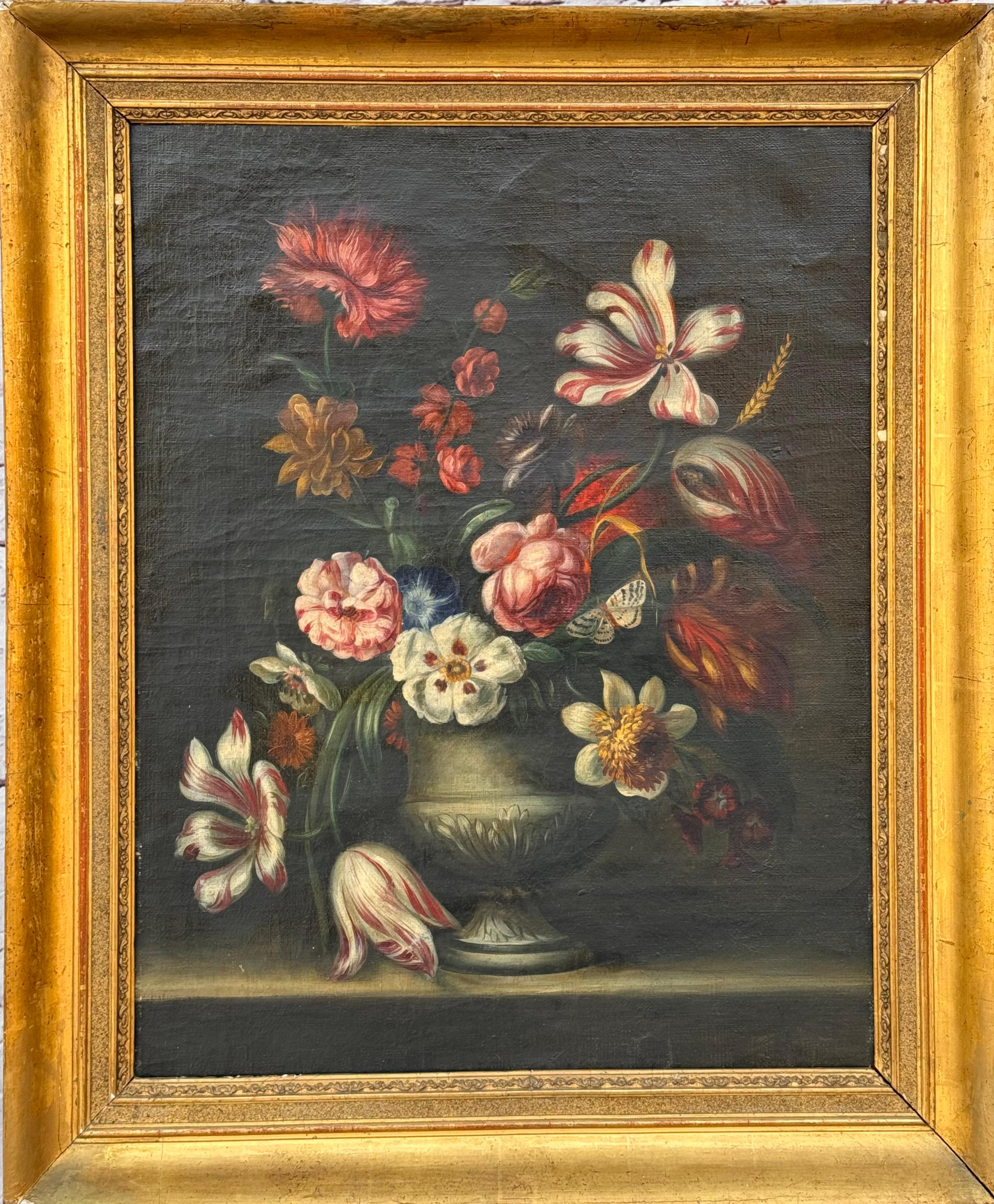 18th/19th Century Italian Floral Still Life, Oil On Canvas For Sale 8