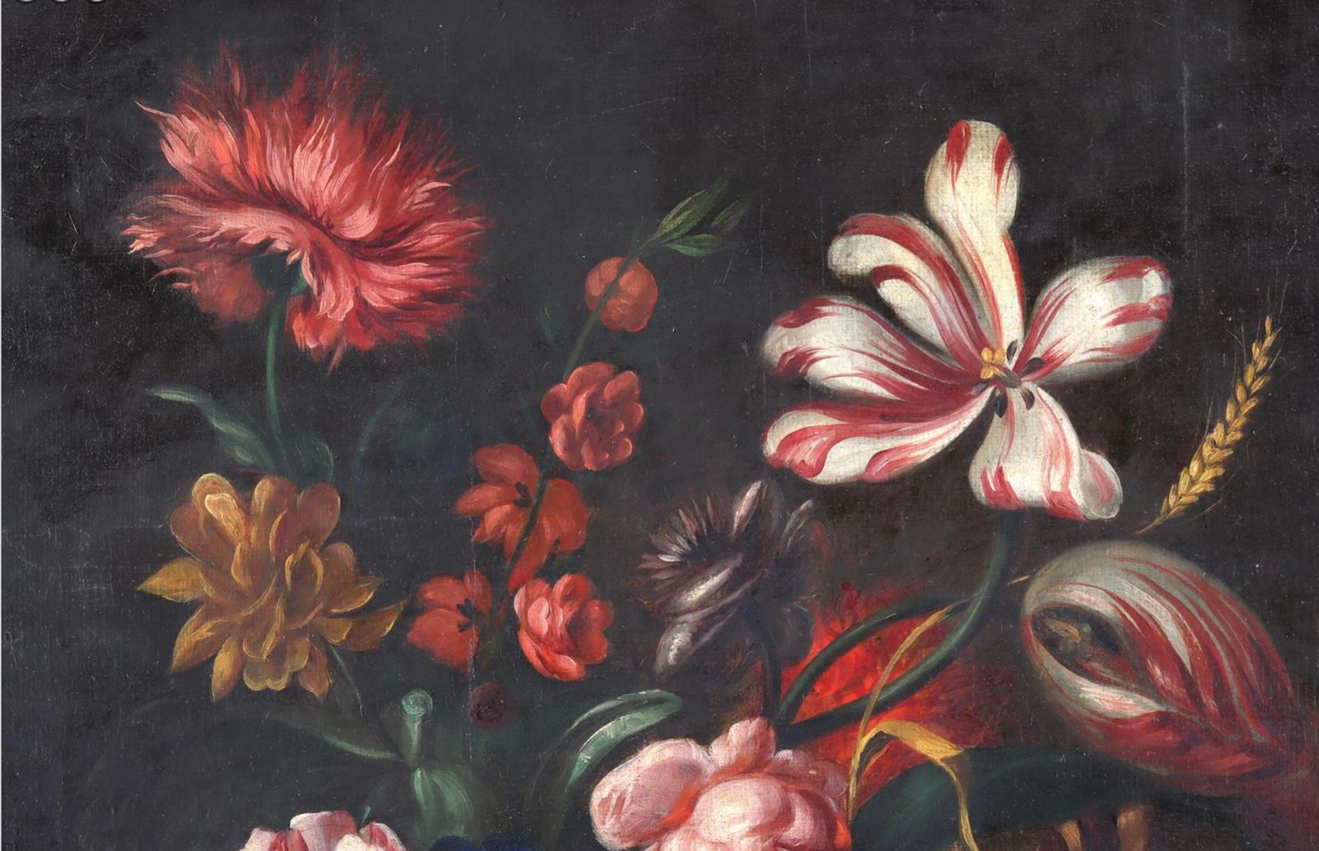 Rococo 18th/19th Century Italian Floral Still Life, Oil On Canvas For Sale
