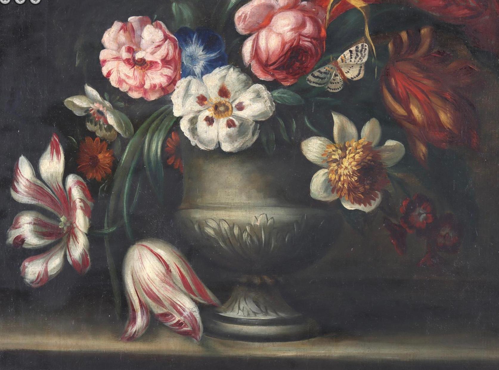 Painted 18th/19th Century Italian Floral Still Life, Oil On Canvas For Sale