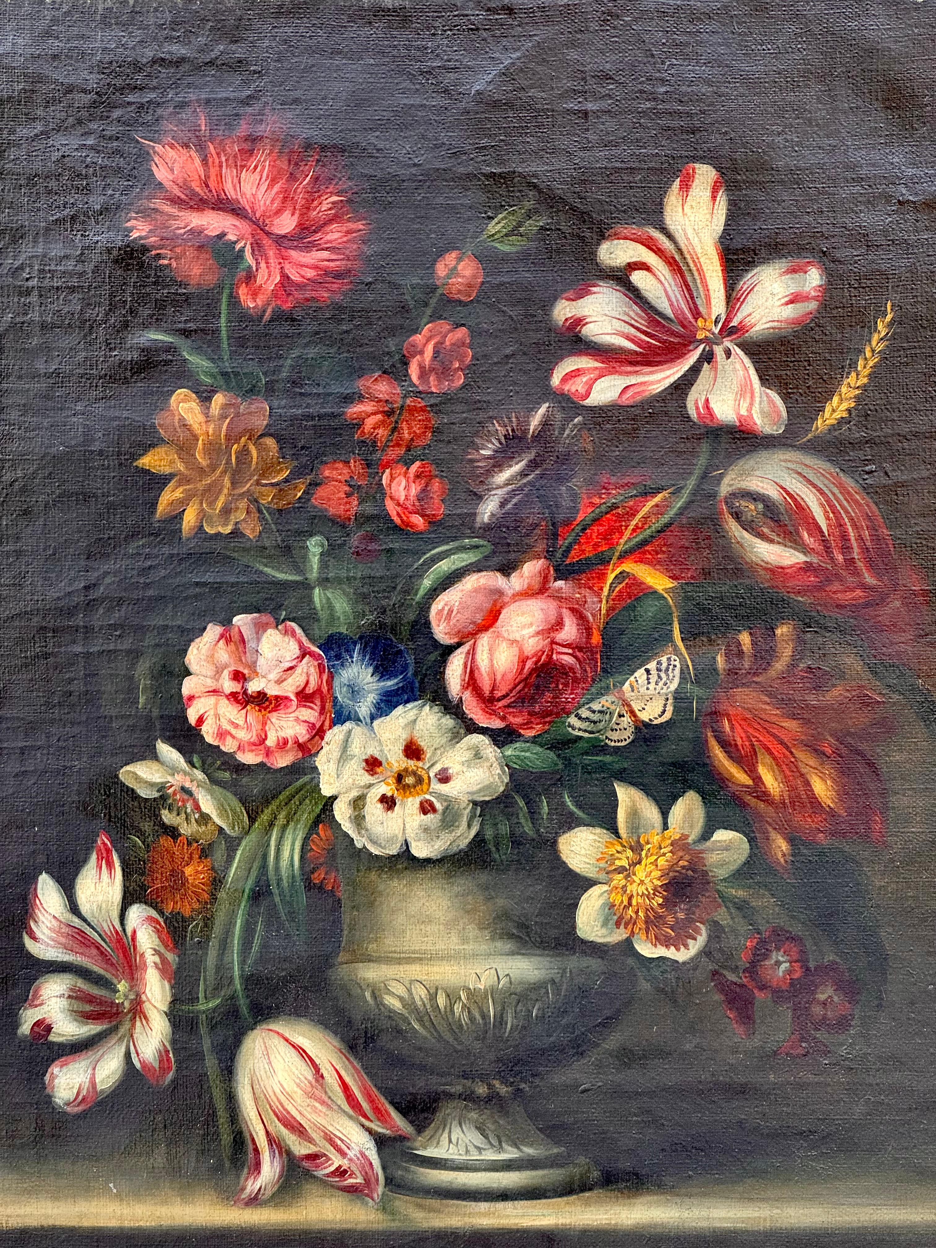 18th/19th Century Italian Floral Still Life, Oil On Canvas For Sale 2