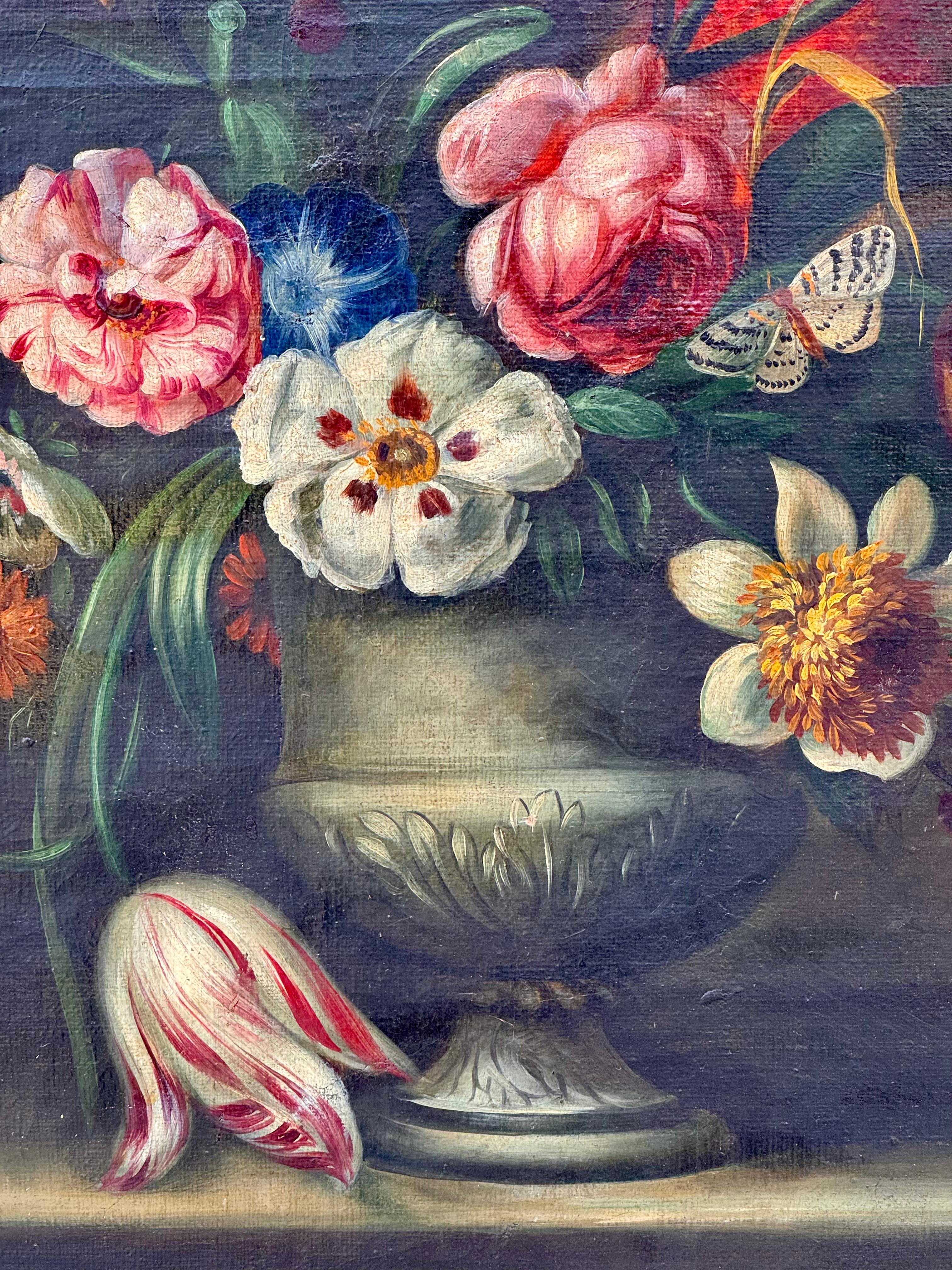 18th/19th Century Italian Floral Still Life, Oil On Canvas For Sale 3