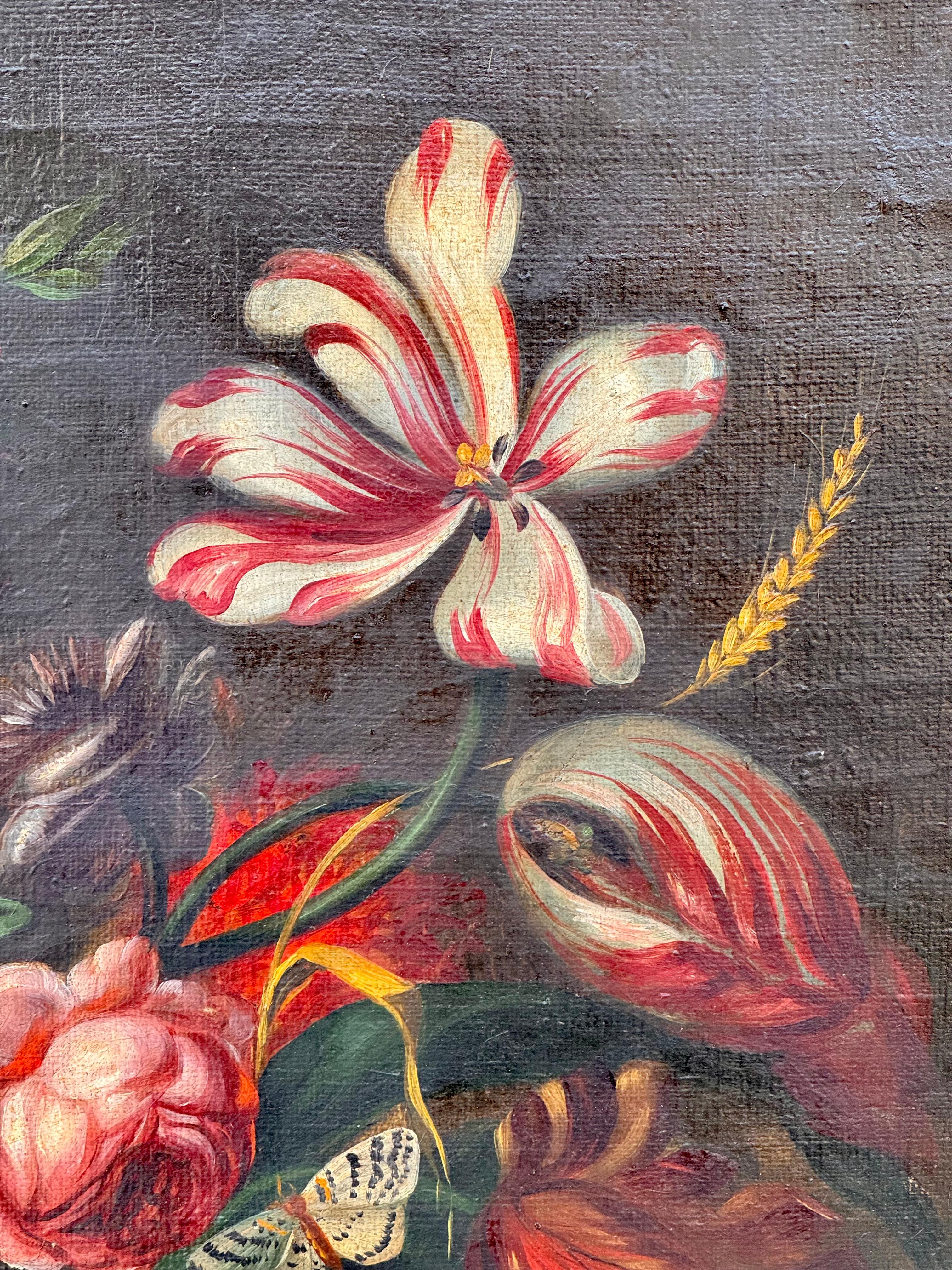 18th/19th Century Italian Floral Still Life, Oil On Canvas For Sale 4
