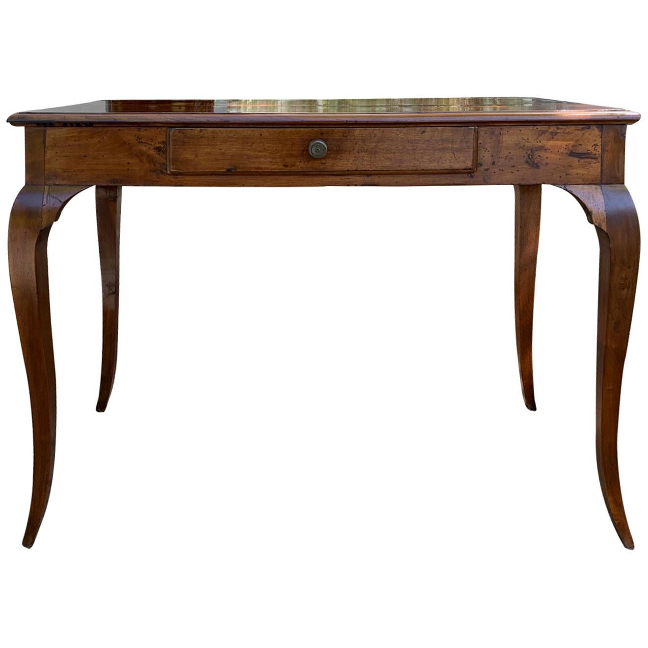18th-19th Century Italian Fruitwood Writing Table or Desk, One Drawer