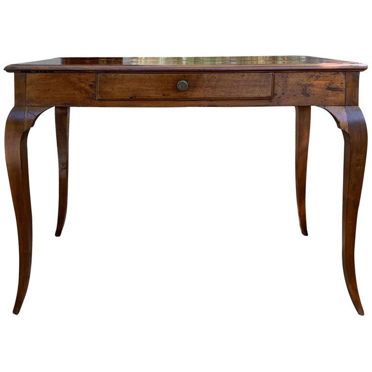 18th19th Century Italian Fruitwood Writing Table or Desk, One Drawer
