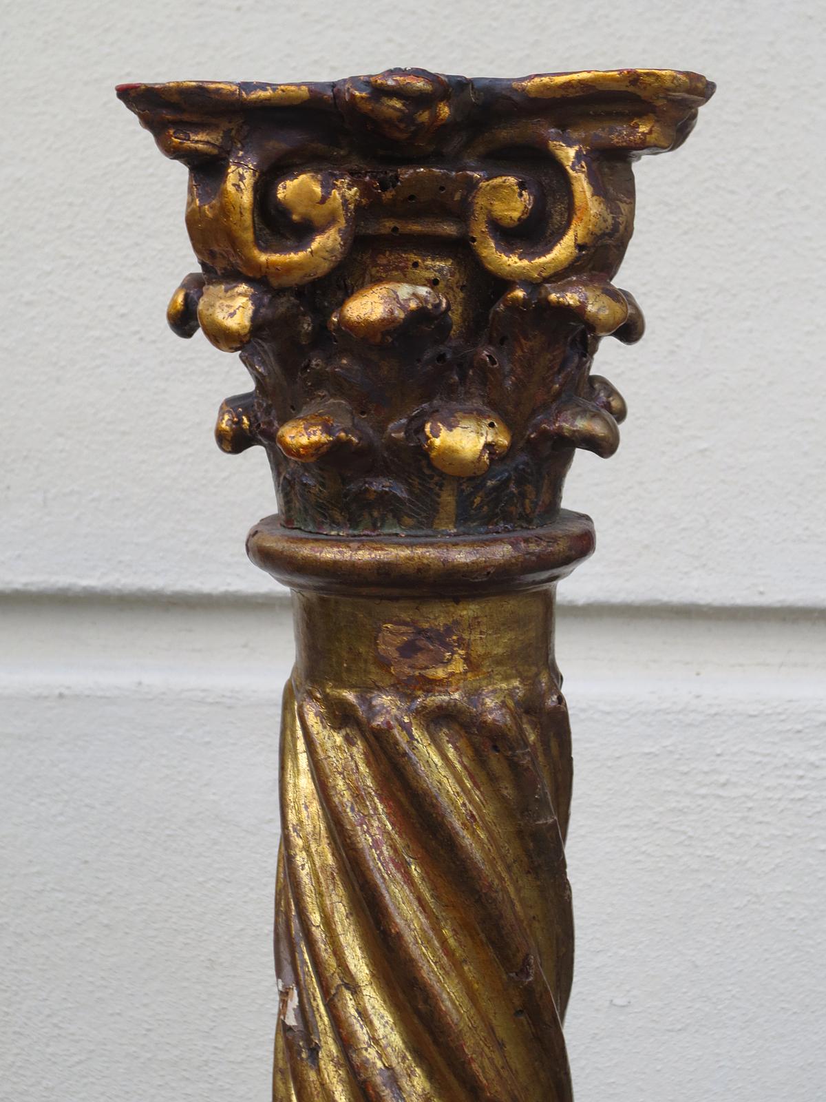 18th-19th Century Italian Giltwood Corinthian Column In Good Condition For Sale In Atlanta, GA