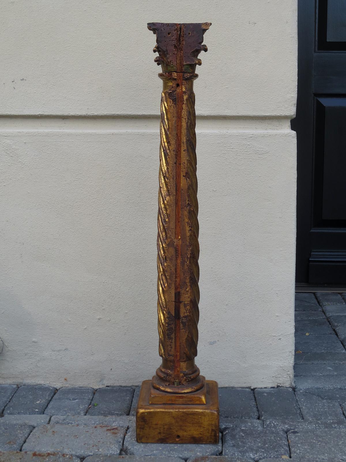 18th-19th Century Italian Giltwood Corinthian Column For Sale 2