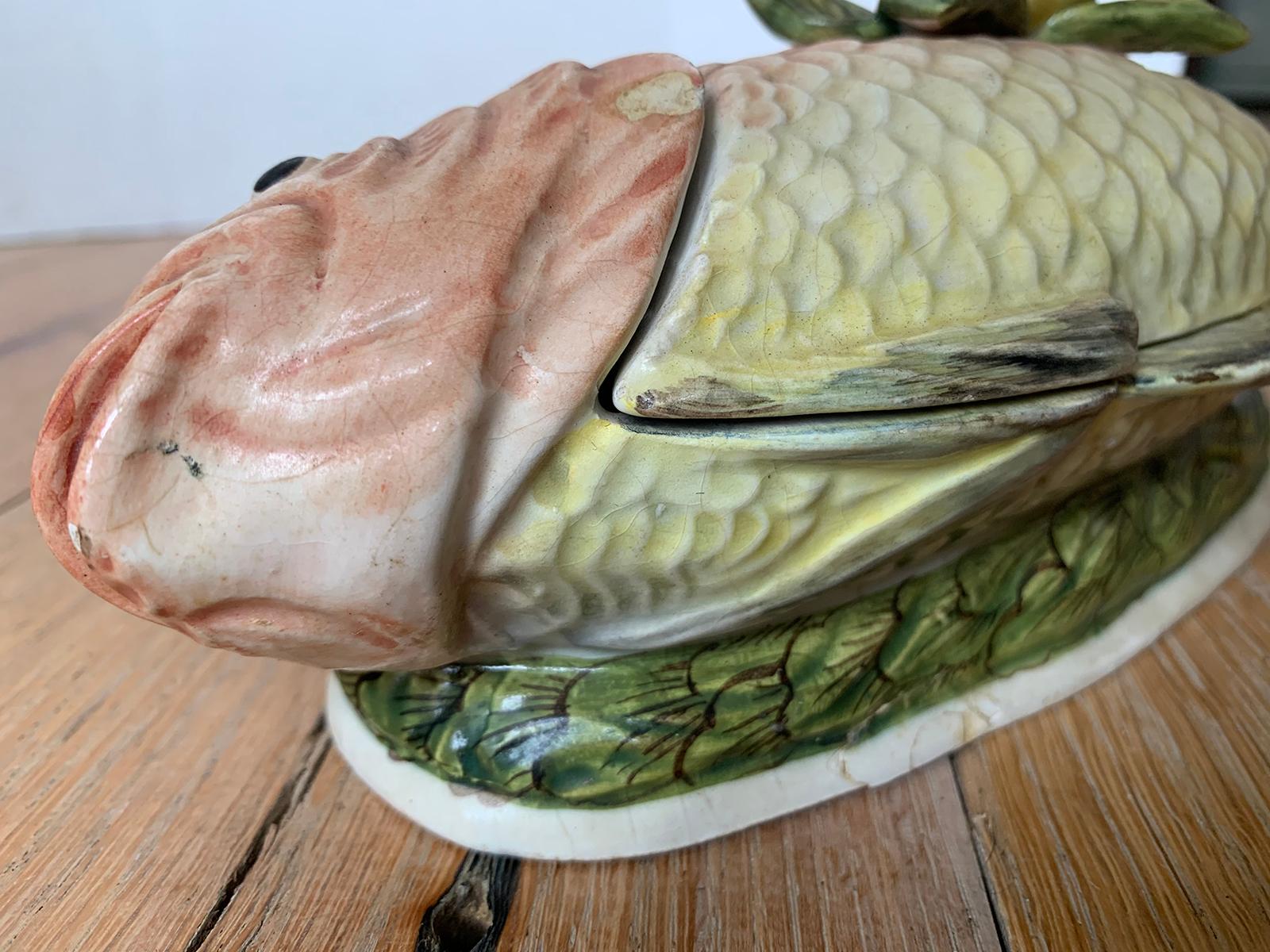 18th-19th Century Italian Hand Painted Lidded Porcelain Fish from David Byers 8