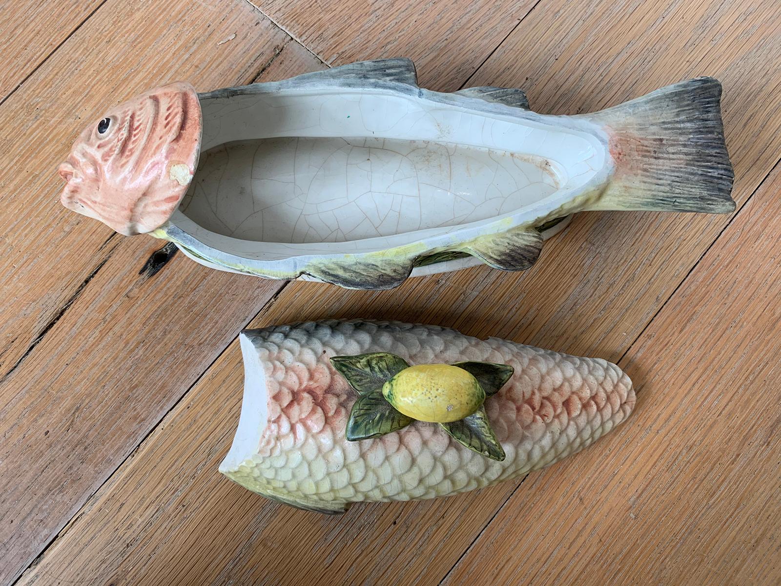 18th-19th Century Italian Hand Painted Lidded Porcelain Fish from David Byers 9