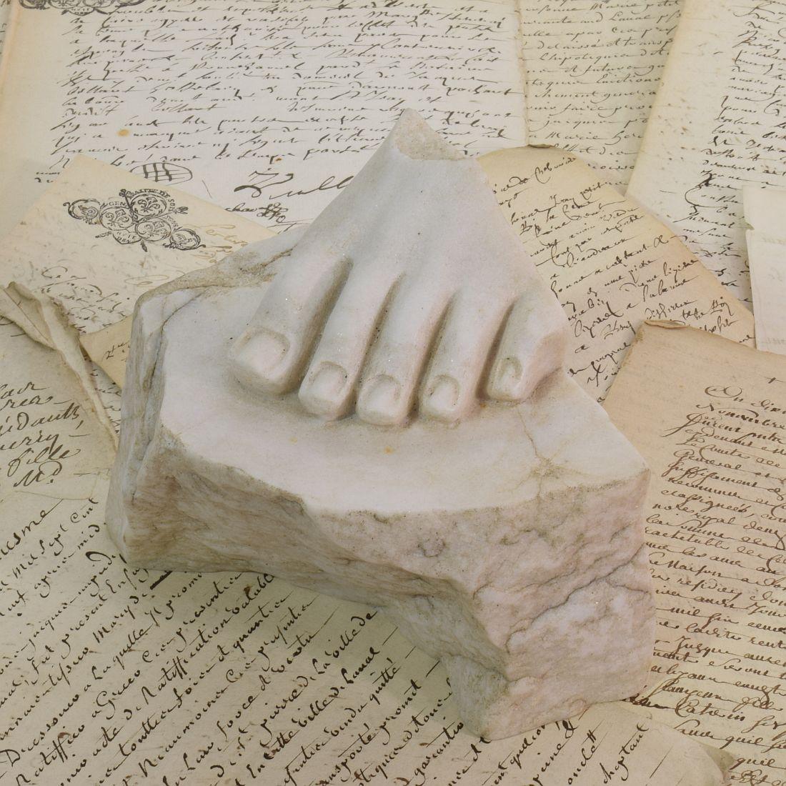 Hand-Carved 18th-19th Century Italian Marble Fragment of a Foot