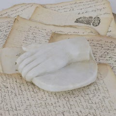 18th-19th Century Italian Marble Fragment of a Hand Holding a Disc