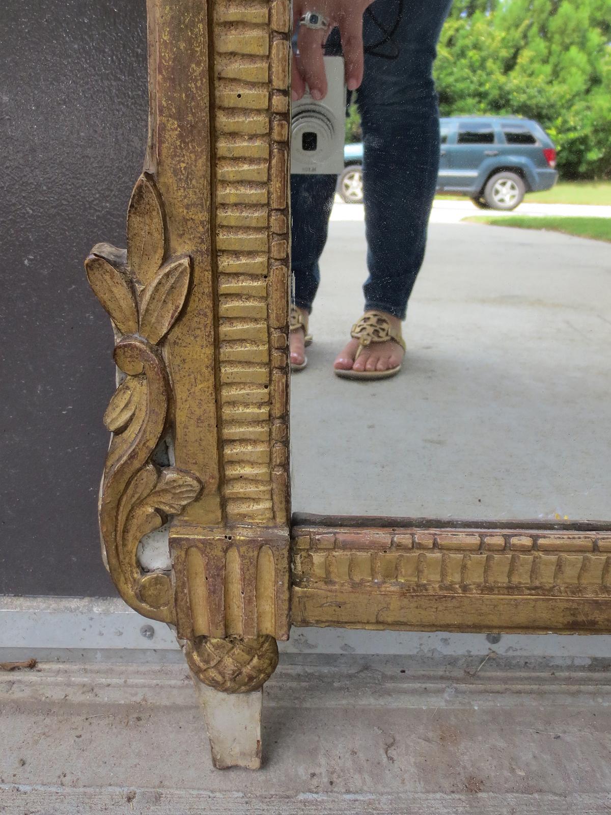 18th-19th Century Italian Neoclassical Painted Parcel Gilt Mirror 2