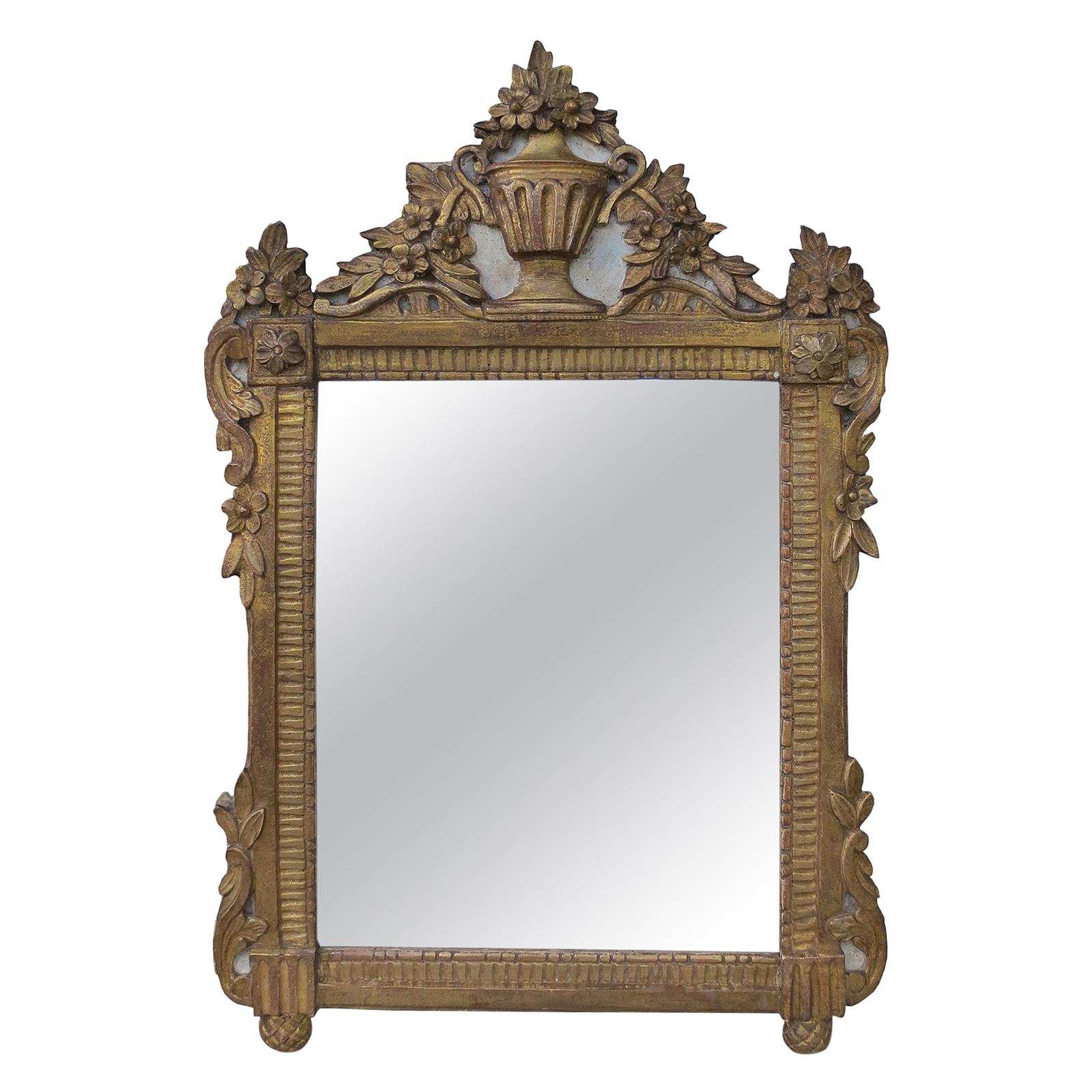 18th-19th Century Italian Neoclassical Painted Parcel Gilt Mirror