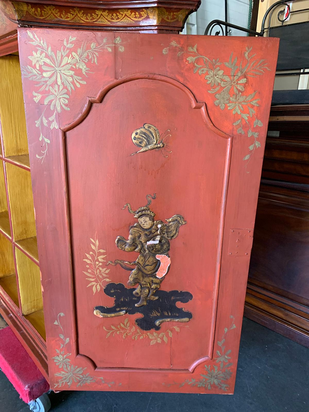 18th-19th Century Italian Red Chinoiserie Secretary For Sale 8