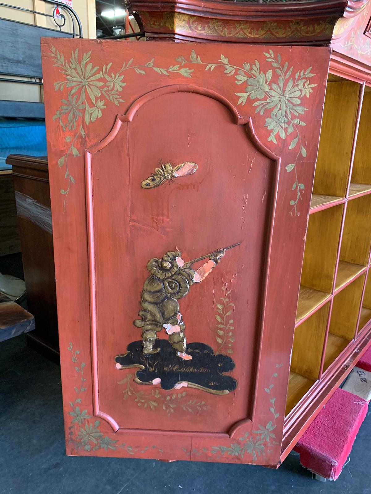 18th-19th Century Italian Red Chinoiserie Secretary For Sale 9